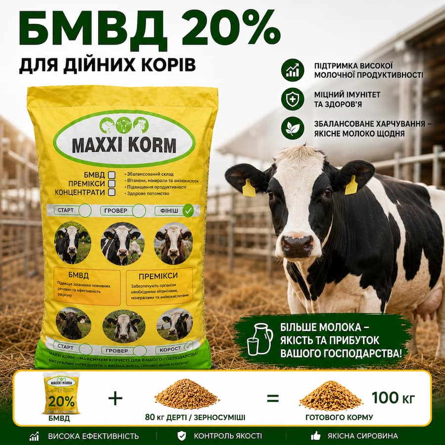 БМВД дійні корови БМВД 20% для дійних корів