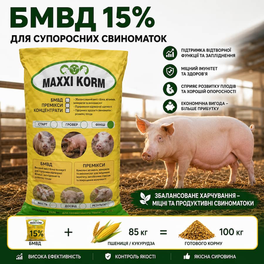 бмвд супоросні БМВД 15% для супоросных свиноматок